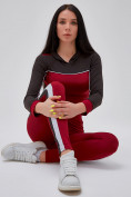 Купить Спортивный костюм для фитнеса женский бордового цвета 21111Bo, фото 31