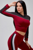 Купить Спортивный костюм для фитнеса женский бордового цвета 21111Bo, фото 37