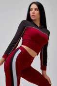 Купить Спортивный костюм для фитнеса женский бордового цвета 21111Bo, фото 38