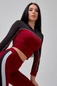 Купить Спортивный костюм для фитнеса женский бордового цвета 21111Bo, фото 39