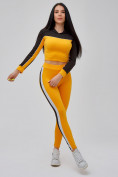 Купить Спортивный костюм для фитнеса женский желтого цвета 21111J, фото 3
