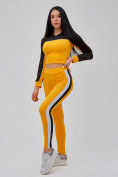 Купить Спортивный костюм для фитнеса женский желтого цвета 21111J, фото 4