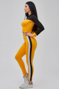 Купить Спортивный костюм для фитнеса женский желтого цвета 21111J, фото 6