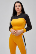 Купить Спортивный костюм для фитнеса женский желтого цвета 21111J, фото 10