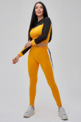 Купить Спортивный костюм для фитнеса женский желтого цвета 21111J, фото 21
