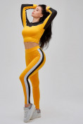 Купить Спортивный костюм для фитнеса женский желтого цвета 21111J