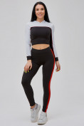 Купить Спортивный костюм для фитнеса женский черного цвета 21111Ch, фото 3