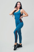 Купить Спортивный костюм для фитнеса женский синего цвета 21130S