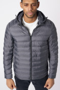 Купить Куртки мужские стеганная с капюшоном темно-серого цвета 21225Sr, фото 6