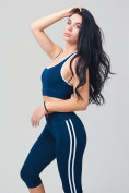 Купить Спортивный костюм для фитнеса женский темно-синего цвета 212908TS, фото 9