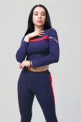 Купить Спортивный костюм для фитнеса женский темно-синего цвета 212912TS, фото 4