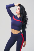Купить Спортивный костюм для фитнеса женский темно-синего цвета 212912TS, фото 7