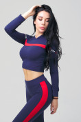 Купить Спортивный костюм для фитнеса женский темно-синего цвета 212912TS, фото 8