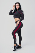 Купить Спортивный костюм для фитнеса женский черного цвета 212912Ch, фото 3