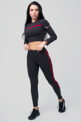 Купить Спортивный костюм для фитнеса женский черного цвета 212912Ch, фото 7