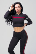 Купить Спортивный костюм для фитнеса женский черного цвета 212912Ch, фото 9