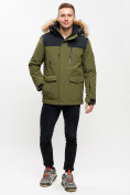 Купить Куртка зимняя MTFORCE мужская удлиненная с мехом цвета хаки 2155-1Kh, фото 2