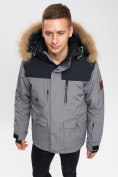 Купить Куртка зимняя MTFORCE мужская удлиненная с мехом серого цвета 2155-1Sr