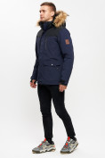 Купить Куртка зимняя MTFORCE мужская удлиненная с мехом темно-синего цвета 2155-1TS, фото 2