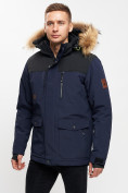 Купить Куртка зимняя MTFORCE мужская удлиненная с мехом темно-синего цвета 2155-1TS, фото 5