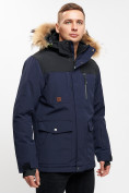 Купить Куртка зимняя MTFORCE мужская удлиненная с мехом темно-синего цвета 2155-1TS, фото 6