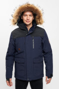 Купить Куртка зимняя MTFORCE мужская удлиненная с мехом темно-синего цвета 2155-1TS, фото 9
