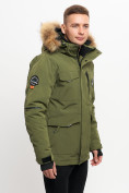Купить Куртка зимняя мужская удлиненная с мехом хаки цвета 2159-1Kh, фото 10