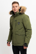 Купить Куртка зимняя мужская удлиненная с мехом хаки цвета 2159-1Kh, фото 11