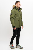 Купить Куртка зимняя мужская удлиненная с мехом хаки цвета 2159-1Kh, фото 4