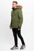 Купить Куртка зимняя мужская удлиненная с мехом хаки цвета 2159-1Kh, фото 5