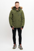Купить Куртка зимняя мужская удлиненная с мехом хаки цвета 2159-1Kh, фото 7