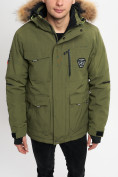 Купить Куртка зимняя мужская удлиненная с мехом хаки цвета 2159-1Kh, фото 9