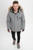 Купить Куртка зимняя мужская удлиненная с мехом серого цвета 2159-1Sr, фото 5