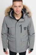 Купить Куртка зимняя мужская удлиненная с мехом серого цвета 2159-1Sr, фото 6