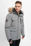 Купить Куртка зимняя мужская удлиненная с мехом серого цвета 2159-1Sr, фото 7
