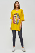 Купить Женские футболки туники желтого цвета 22003J