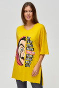 Купить Женские футболки туники желтого цвета 22003J, фото 4