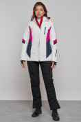 Купить Горнолыжная куртка женская зимняя белого цвета 2201-1Bl, фото 12