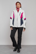 Купить Горнолыжная куртка женская зимняя белого цвета 2201-1Bl, фото 16