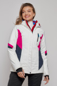 Купить Горнолыжная куртка женская зимняя белого цвета 2201-1Bl, фото 2