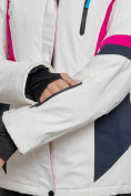 Купить Горнолыжная куртка женская зимняя белого цвета 2201-1Bl, фото 4