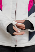 Купить Горнолыжная куртка женская зимняя белого цвета 2201-1Bl, фото 5
