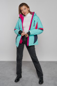 Купить Горнолыжная куртка женская зимняя бирюзового цвета 2201-1Br, фото 19