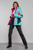 Купить Горнолыжная куртка женская зимняя бирюзового цвета 2201-1Br, фото 22