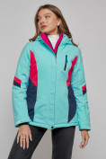 Купить Горнолыжная куртка женская зимняя бирюзового цвета 2201-1Br, фото 3
