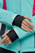 Купить Горнолыжная куртка женская зимняя бирюзового цвета 2201-1Br, фото 7