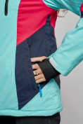 Купить Горнолыжная куртка женская зимняя бирюзового цвета 2201-1Br, фото 8