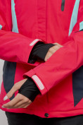 Купить Горнолыжная куртка женская зимняя розового цвета 2201-1R, фото 4