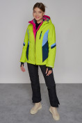 Купить Горнолыжная куртка женская зимняя салатового цвета 2201-1Sl, фото 4