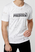 Купить Мужская футболка с надпесью белого цвета 221038Bl, фото 2
